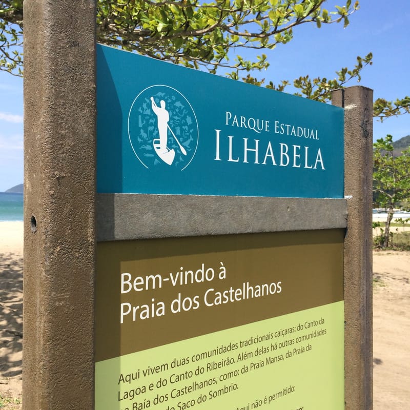 Sinalização Parque Estadual de Ilhabela litoral norte - SP