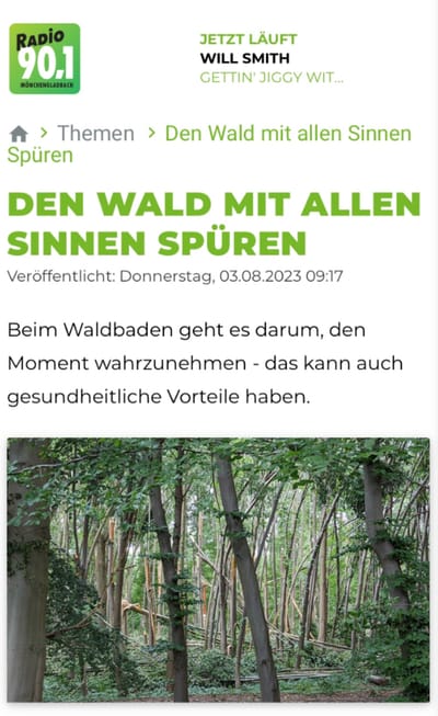 Interview mit Radio 90.1 am 4. Juli 2023 zum Thema Waldbaden