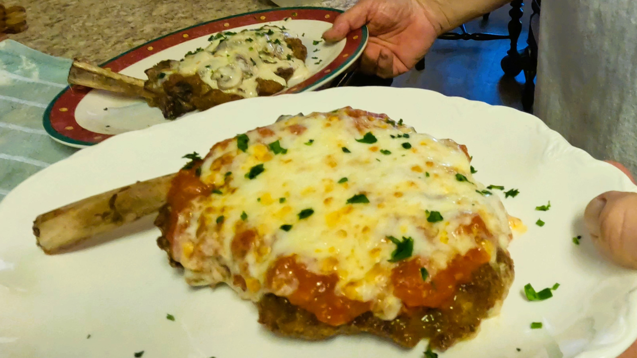 Veal Chop Parmigiana & Alfredo