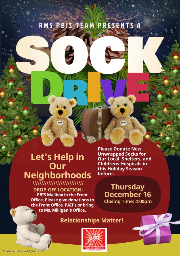 RENAISSANCE MIDDLE SCHOOL – 1ST ANNUAL; SOCK DRIVE