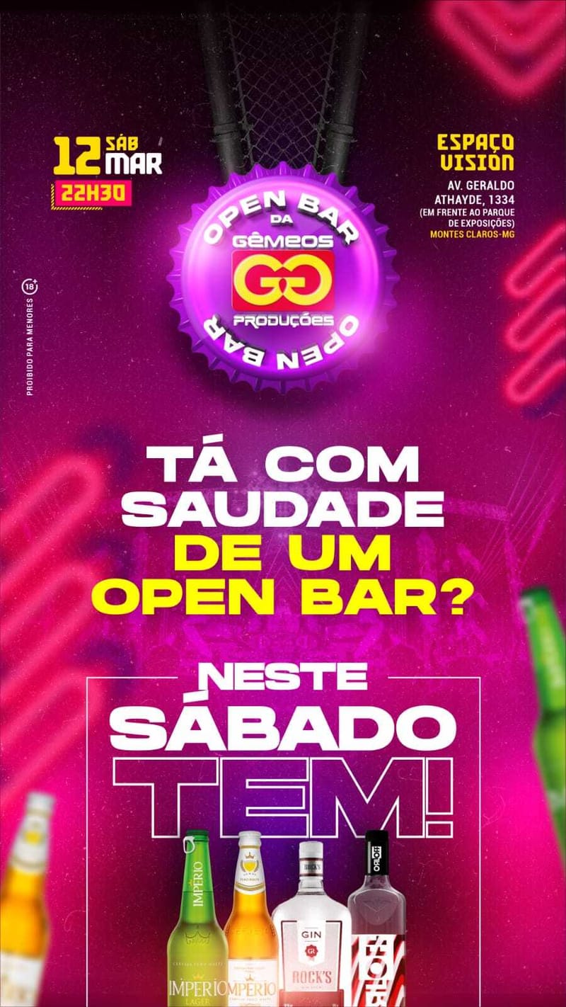 TÁ COM SAUDADE DE UM OPEN BAR?