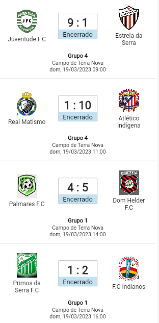 CAMPEONATO MUNICIPAL DE FUTEBOL DE CAMPO DE SÃO JERÔNIMO DA SERRA, RESULTADOS DA TERCEIRA RODADA