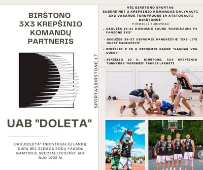 Artimiausi Birštono "Doleta" ir Birštono "Doleta" SC 3x3 turnyrai