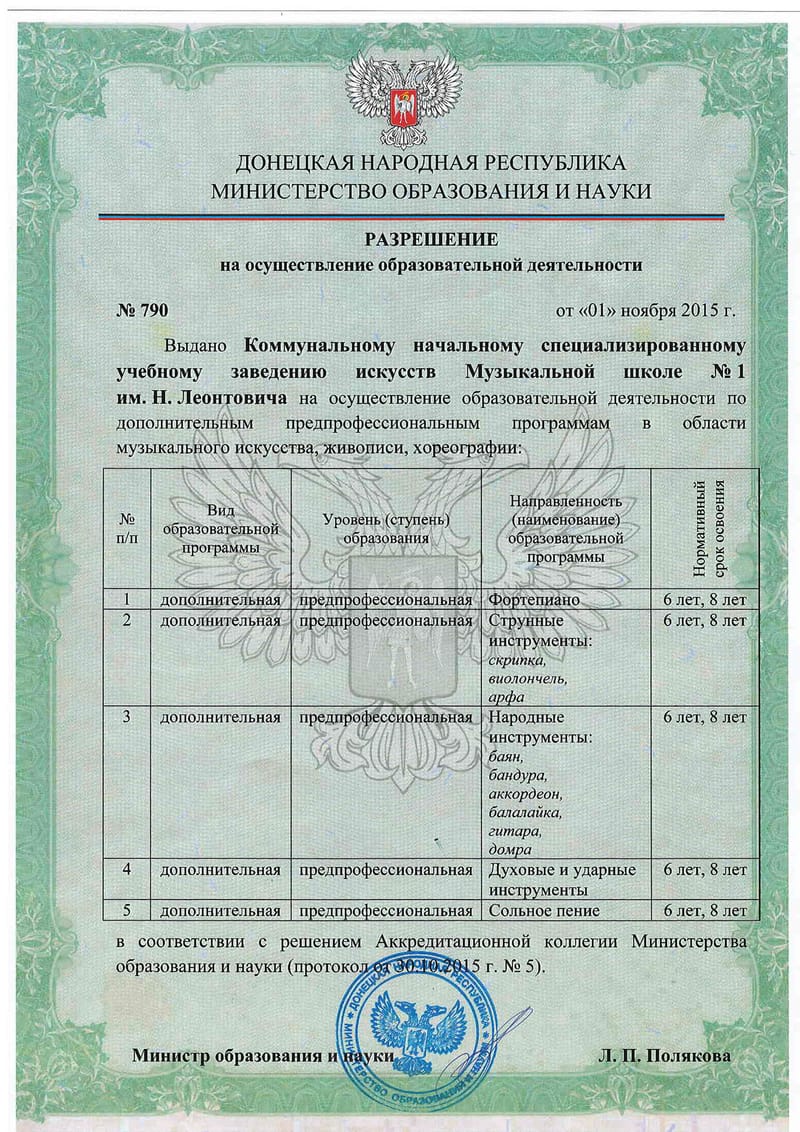 Разрешение на осуществление образовательной деятельности