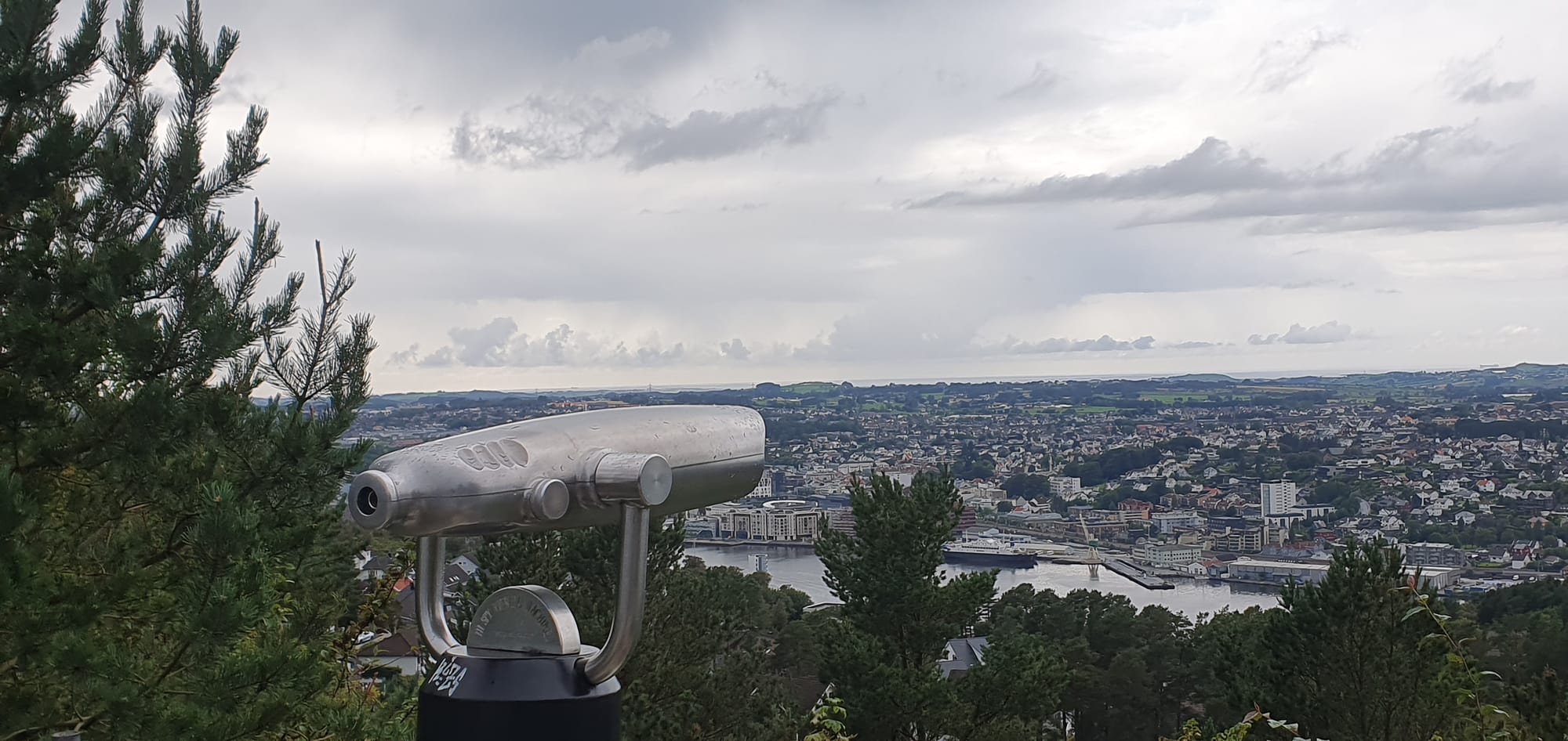In the front Sandnes center and the view from Hana mountain to the North sea August 2023