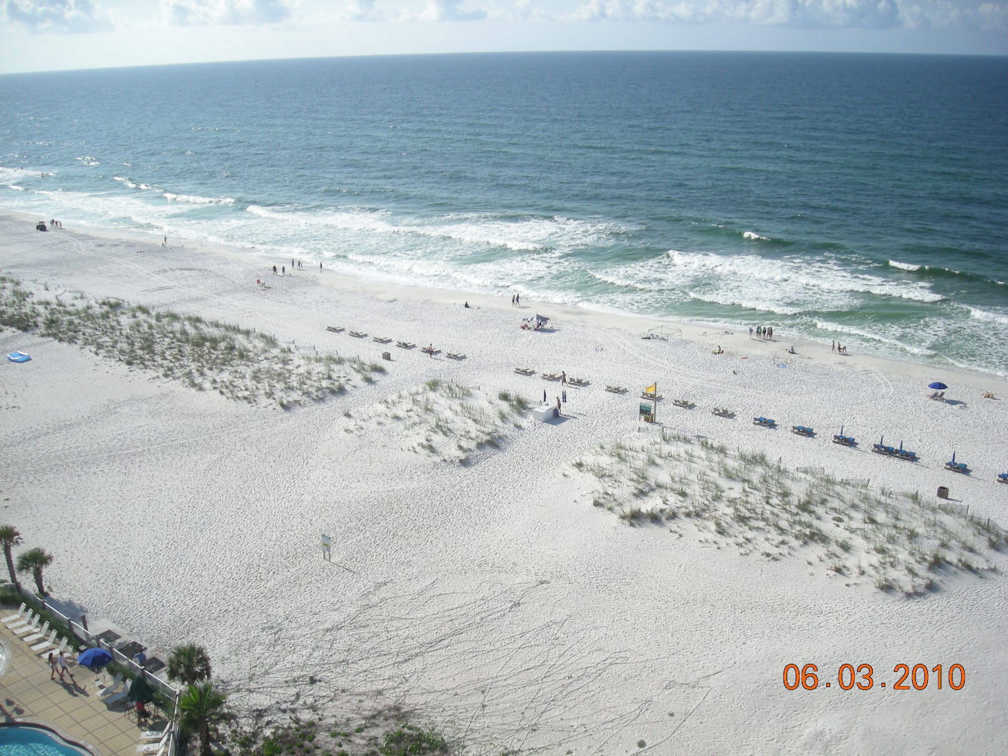 Pensacola Beach, known for its pristine white sand, east view from balcony