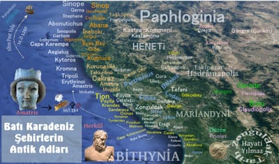 BATI KARADENİZ ŞEHİRLERİNİN ANTİK VE GÜNÜMÜZDEKİ İSİMLERİ HARİTASI