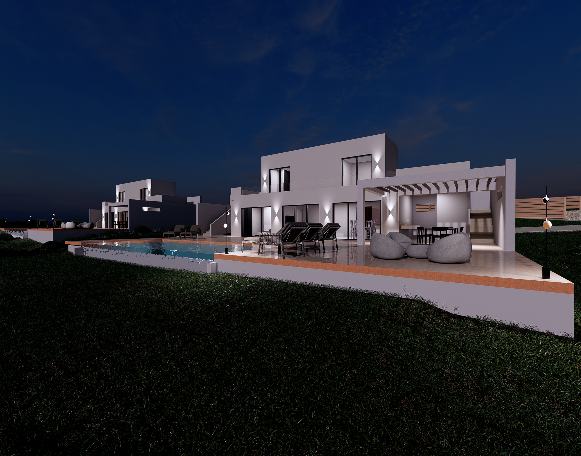 Construction of a two 2-store houses in Mastichari area with pools