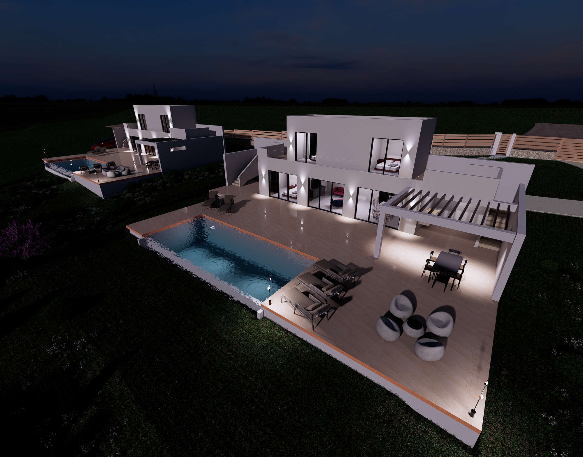 Construction of a two 2-store houses in Mastichari area with pools