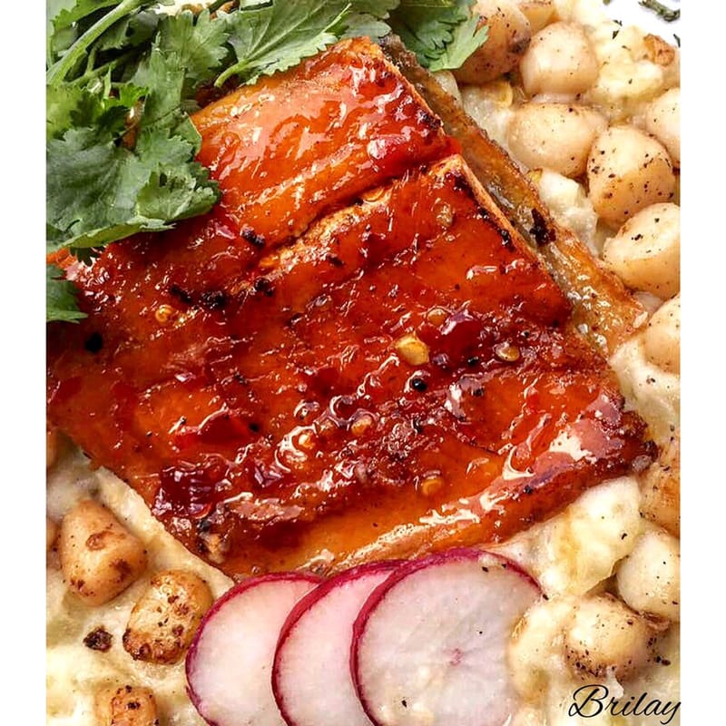 Smoked Trout with Creamy Mash Potatoes and Mini Scallops