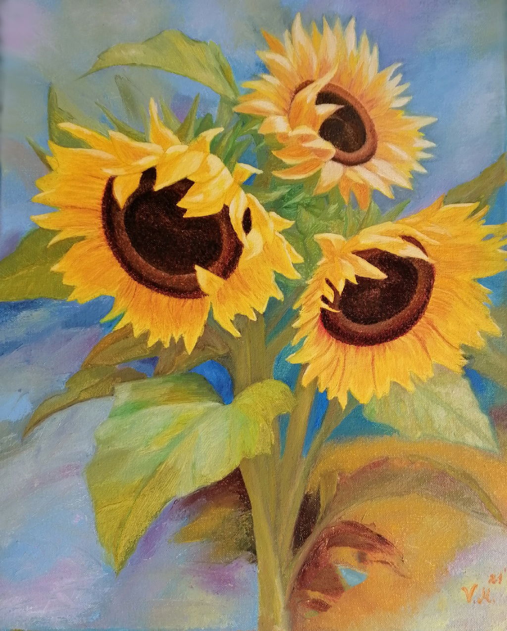 Three sunflowers