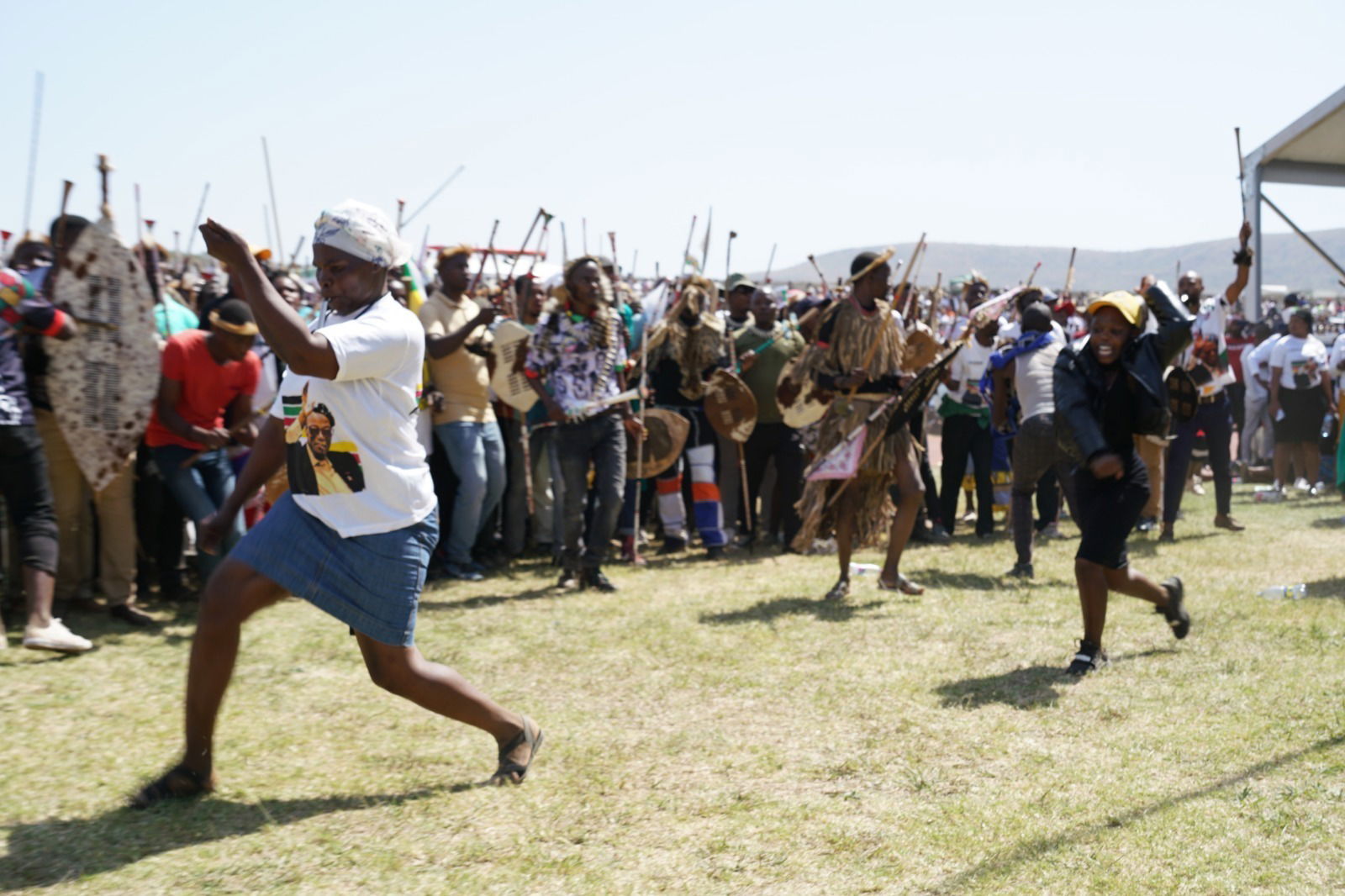 Women dance at Prince Mangosuthu Gatsha Buthelezi