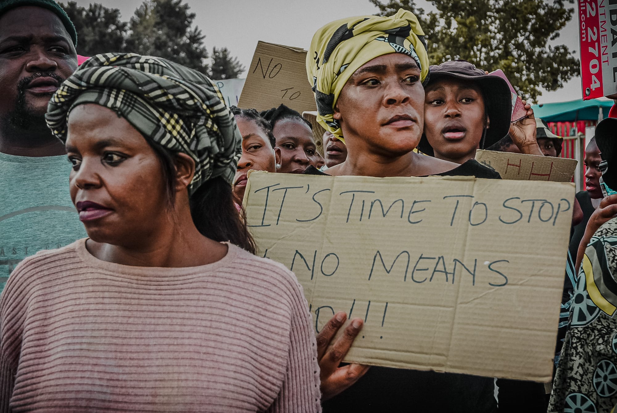 Women standing up against the gender based violence incidents.