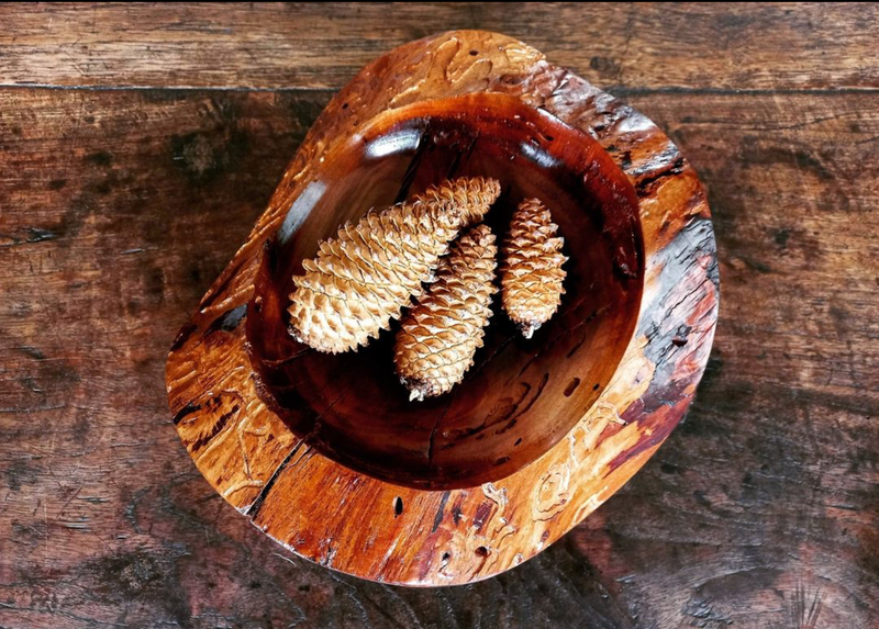 Wooden Bowl from Burnt Brazilian Pepper Tree