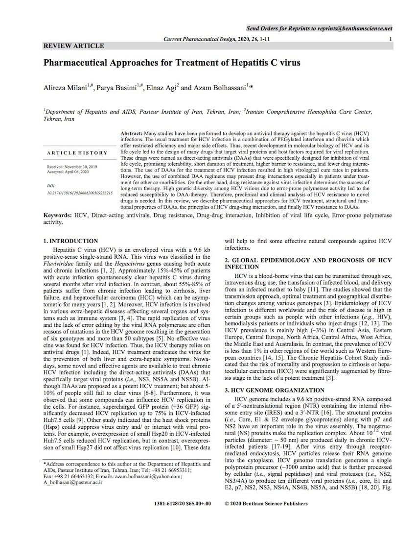 Pharmaceutical Approaches for Treatment of Hepatitis C Virus