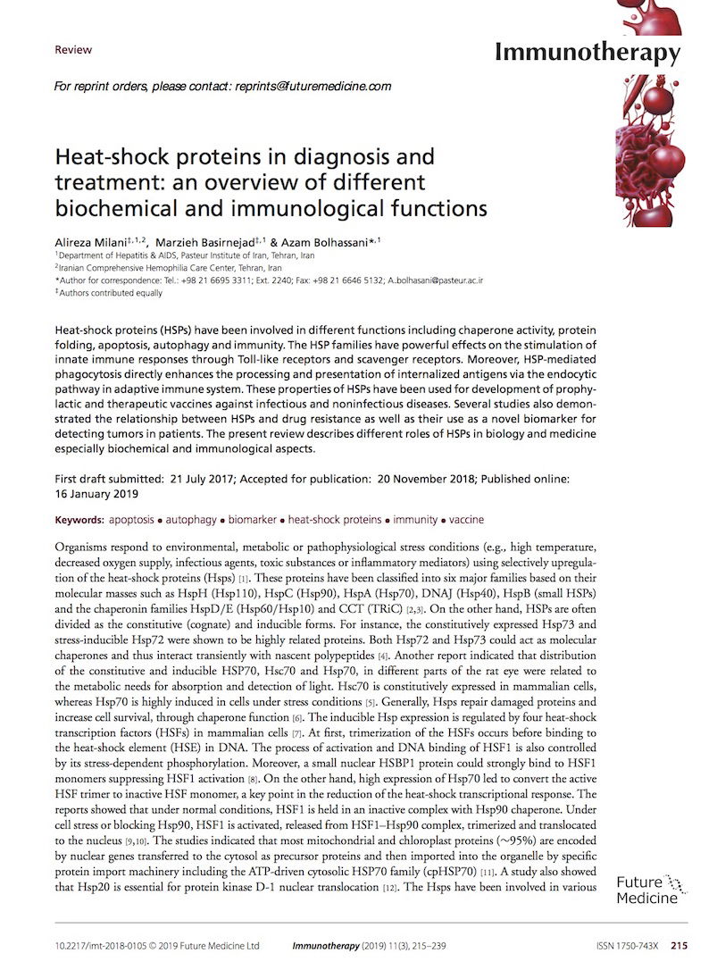 Heat-shock proteins in diagnosis and treatment: an overview of different biochemical and immunological functions