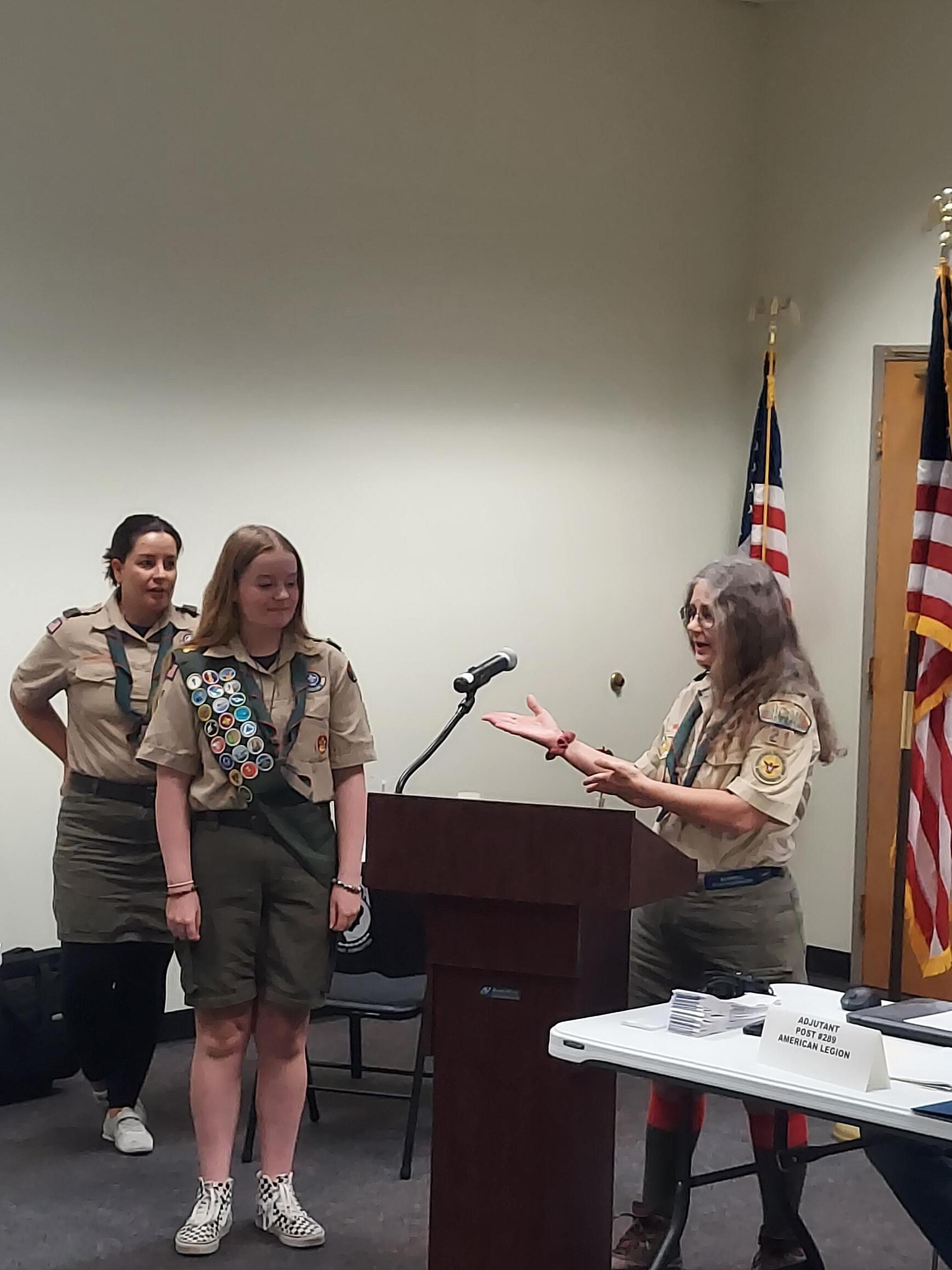 COR for Troop 21 (Christine Moore) talks about our New Eagle Scout