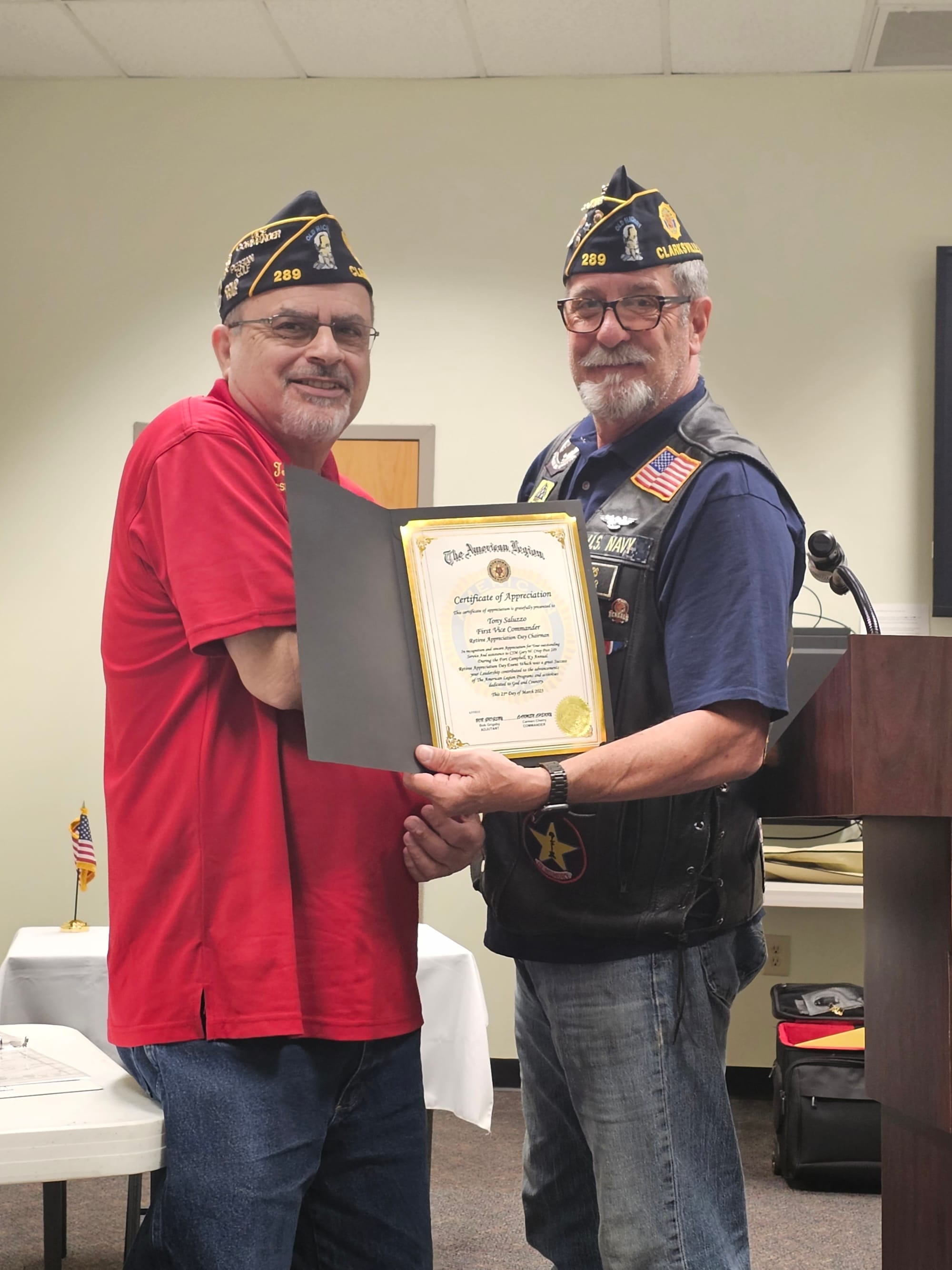 Judge Advocate (Marc Mathes) presenting an Award