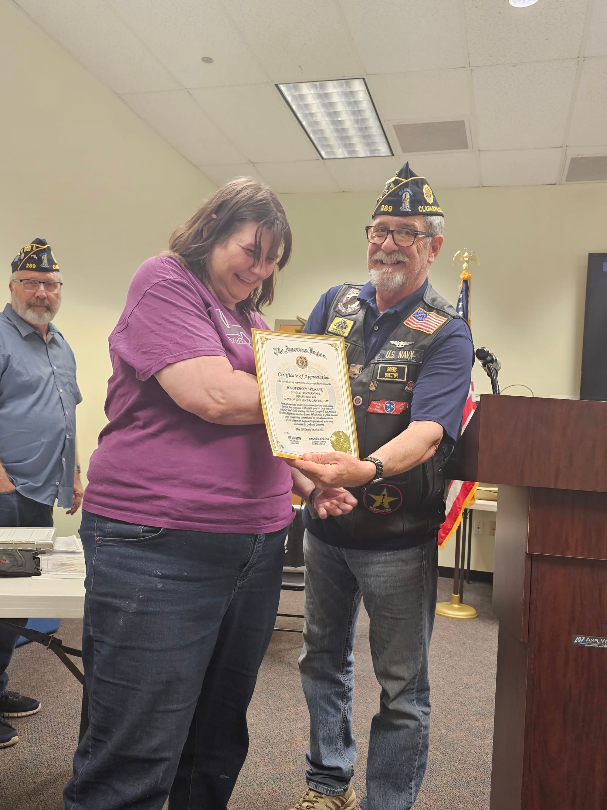 Judge Advocate (Marc Mathes) presenting an Award