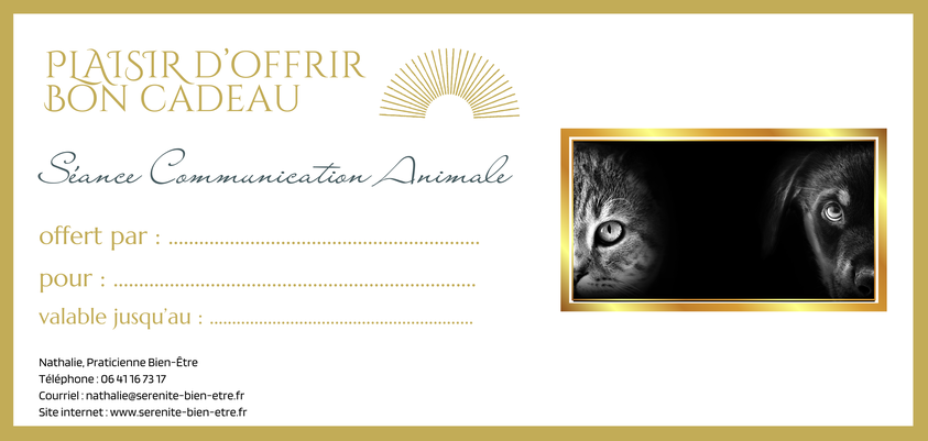 Bon cadeau-soin animal , communication, soin healy 70€