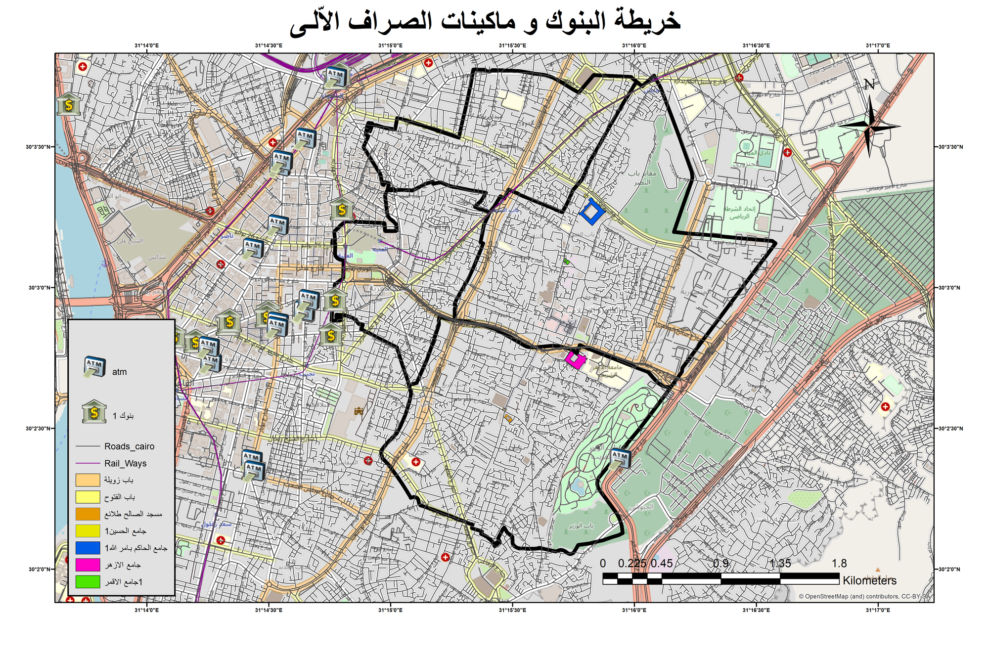 خريطة  توزيعات البنوك وماكينات الصراف الألى