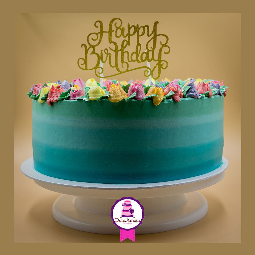 Tarta flores de colores
