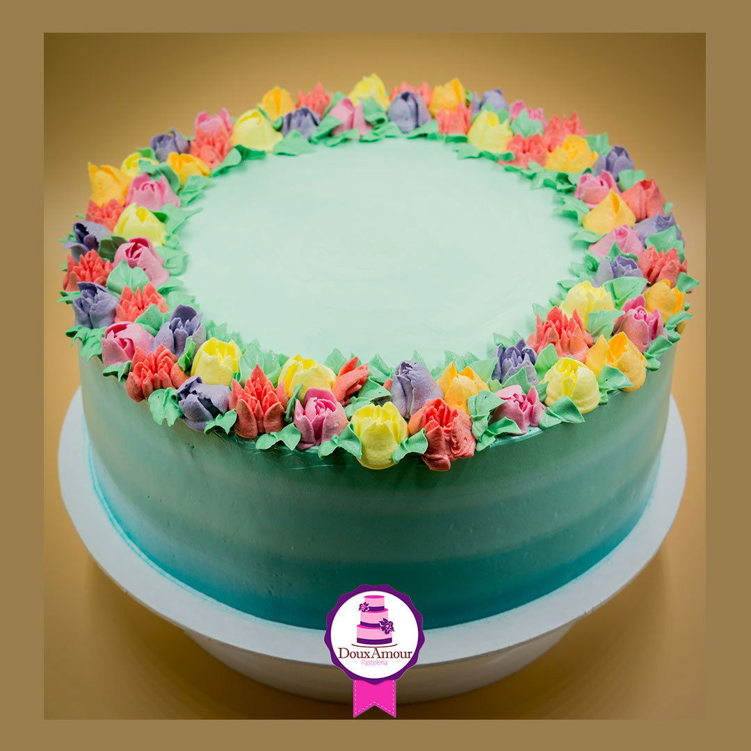 Tarta flores de colores