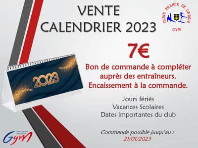 VENTE CALENDRIER JFA 2023