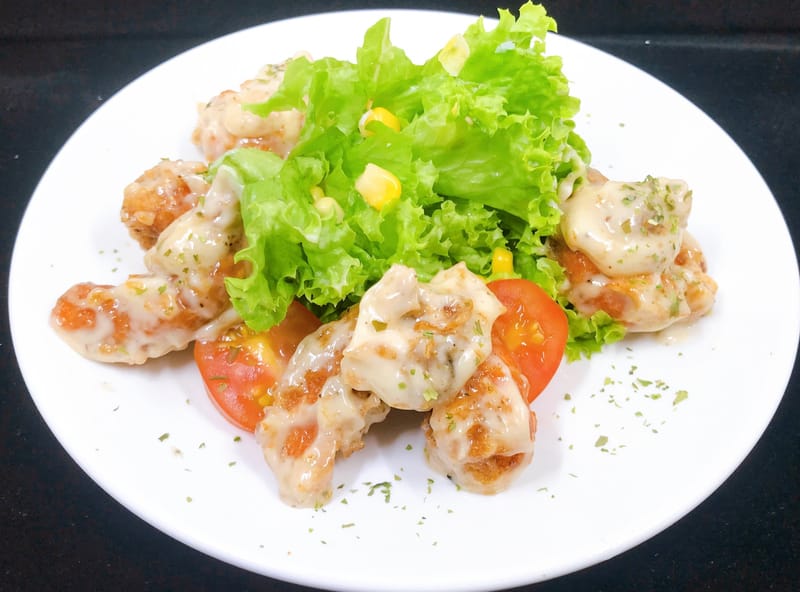 Prawn with wasabi mayo sauce