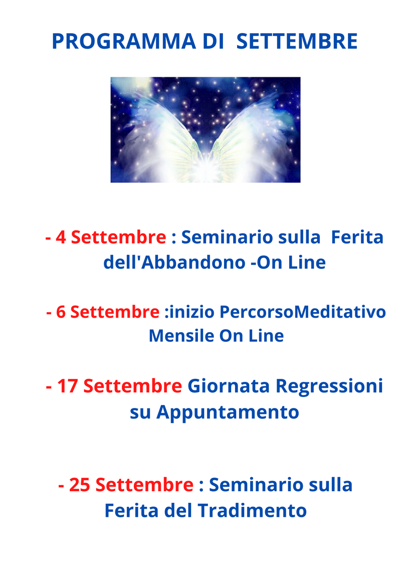 Calendario eventi di SETTEMBRE 2022