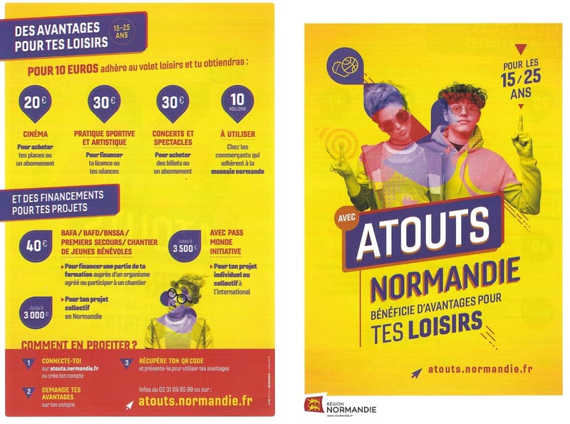 carte atouts NORMANDIE pour les 15/20 ans