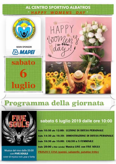 sabato 6 luglio "Happy Women's Day"