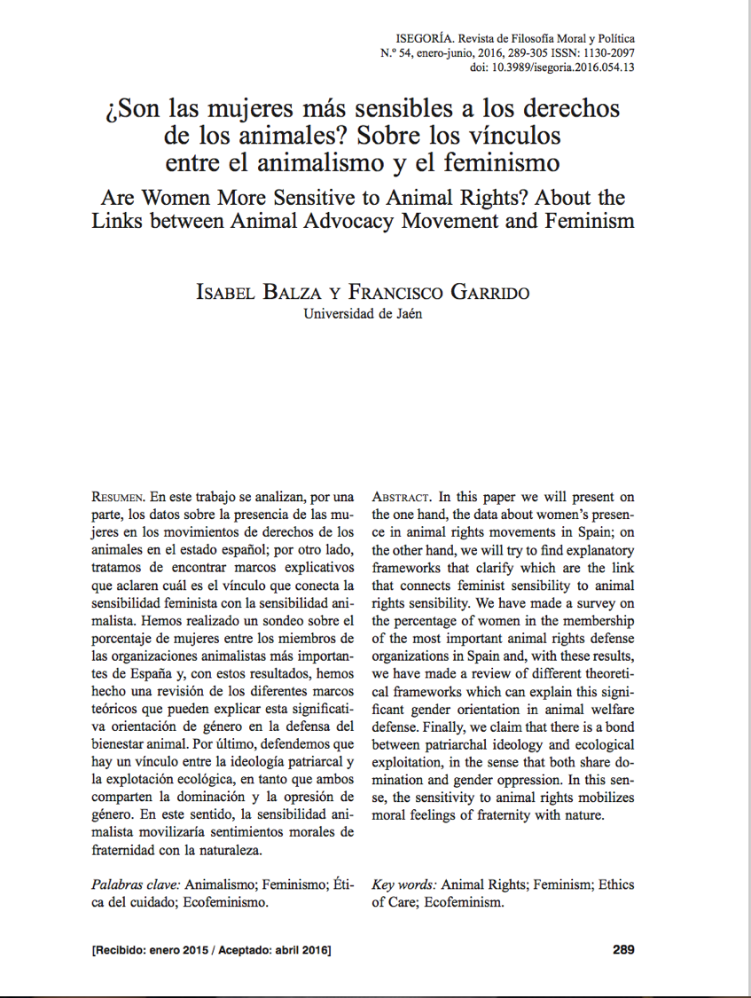¿Son las mujeres más sensibles a los derechos de los animales? Sobre los vínculos entre el animalismo y el feminismo