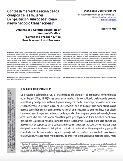 Contra la mercantilización de los cuerpos de las mujeres. La “gestación subrogada” como nuevo negocio transnacional