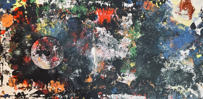 LEFT: Storm Front (2022) Acrylic on canvas, 51 cm x 25 cm ~ CENTRE: Moonrise Kingdom (2022) Acrylic on canvas, 51 cm x 25 cm ~ RIGHT: Fire On The Mountain (2022) Acrylic on canvas, 51 cm x 25 cm