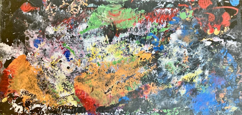 LEFT: Storm Front (2022) Acrylic on canvas, 51 cm x 25 cm ~ CENTRE: Moonrise Kingdom (2022) Acrylic on canvas, 51 cm x 25 cm ~ RIGHT: Fire On The Mountain (2022) Acrylic on canvas, 51 cm x 25 cm