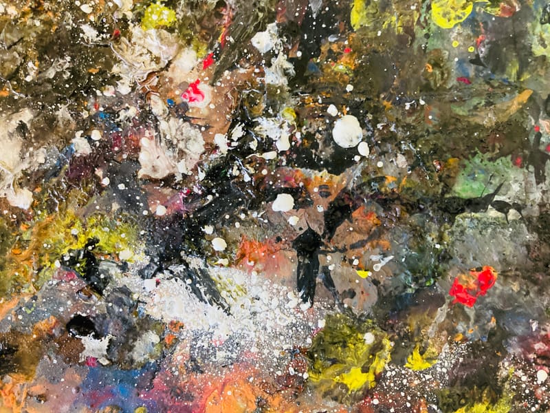 LEFT: Jardin (2022) Acrylic on canvas panel, 25.5 cm x 20.5 cm ~ CENTRE: Midnight In The Garden Of Good And Evil (2022) Acrylic on canvas panel, 20.5 cm x 25.5 cm ~ RIGHT: Night Flowers (2022) Acrylic on canvas panel, 25.5 cm x 20.5 cm