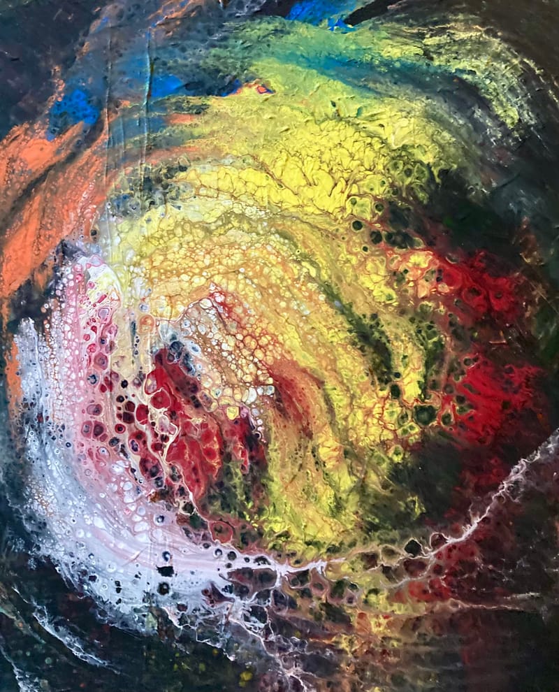 LEFT: Wave Of Mutilation I (2021) Acrylic on canvas, 76 cm x 50.5 cm ~ CENRE: Wave Of Mutilation II 48 cm x 60.5 cm (2021) Acrylic on canvas ~ Wave Of Mutilation III (2021) Acrylic on canvas, 40 cm x 50 cm