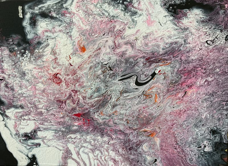 LEFT: Ohm Eye God (2021) Acrylic on canvas, 60.5 cm x 45 cm ~ CENTRE: Untitled (2021) Acrylic on canvas, 60.5 cm x 45 cm, ~ RIGHT: Geo-political Survey Map Of Kurdistan (2021) Acrylic on canvas, 60.5 cm x 45 cm