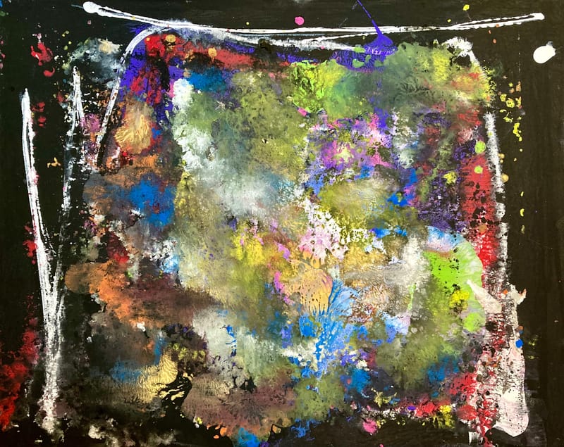 LEFT: Weather Report (2022) Acrylic on canvas, 50.5 cm x 40 cm ~ CENTRE: Untitled (2022) Acrylic on canvas, 50.5 cm x 40 cm ~ RIGHT: Untitled (2022) Acrylic on canvas, 50.5 cm x 40 cm