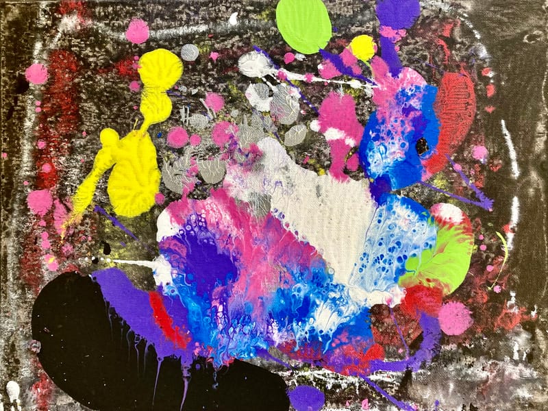 LEFT: Weather Report (2022) Acrylic on canvas, 50.5 cm x 40 cm ~ CENTRE: Untitled (2022) Acrylic on canvas, 50.5 cm x 40 cm ~ RIGHT: Untitled (2022) Acrylic on canvas, 50.5 cm x 40 cm