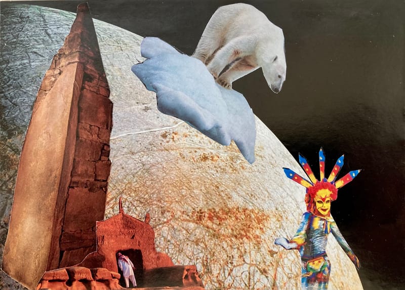 LEFT: Graceland (2022) 18 cm x 13 cm ~ CENTRE: Is There Life On Mars? (2022) 18 cm x 13 cm ~ RIGHT: Calling Occupants Of Interplanetary Craft (2022) 18 cm x 13.5 cm 