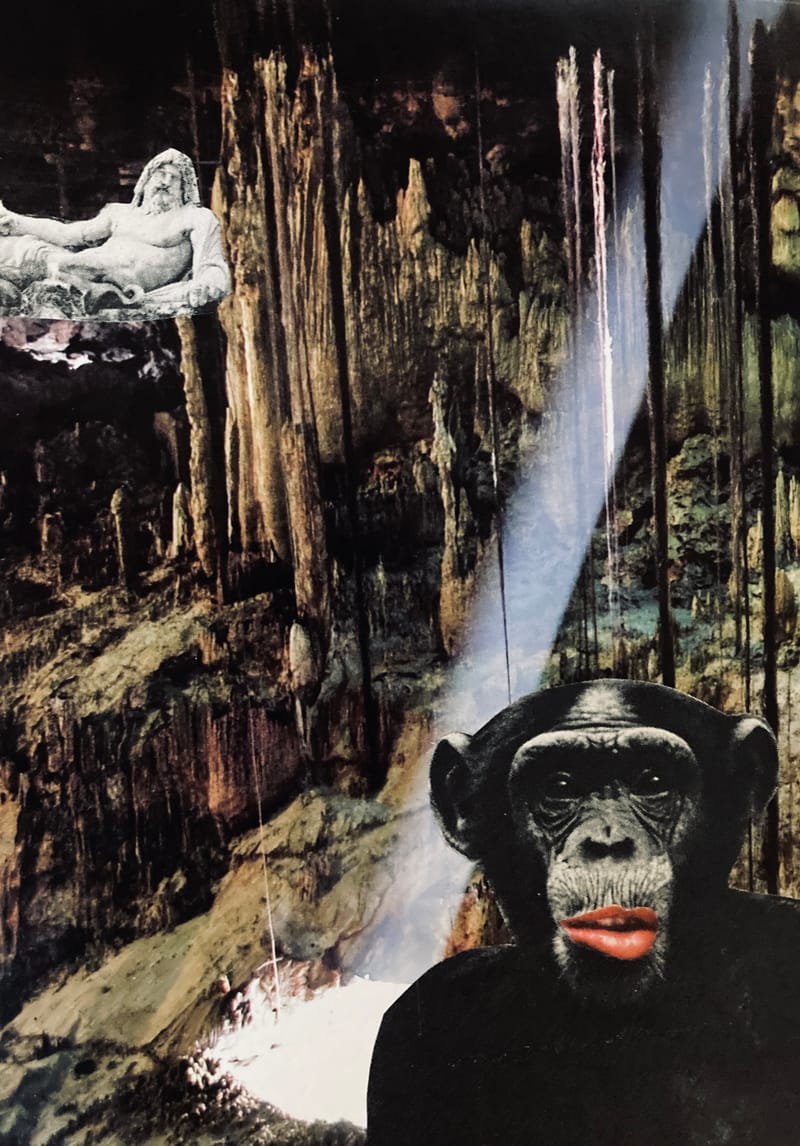  LEFT: The Dawn Of Man (2023) 18 cm x 13.5 cm ~ CENTRE: Set The Controls For The Heart Of The Sun (2023) 27 cm x 36 cm ~ RIGHT: Plato's Cave (2023) 12 cm x 12 cm