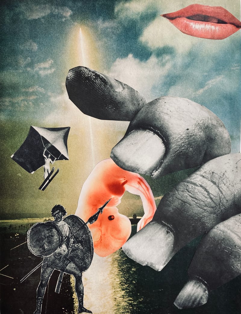  LEFT: The Dawn Of Man (2023) 18 cm x 13.5 cm ~ CENTRE: Set The Controls For The Heart Of The Sun (2023) 27 cm x 36 cm ~ RIGHT: Plato's Cave (2023) 12 cm x 12 cm