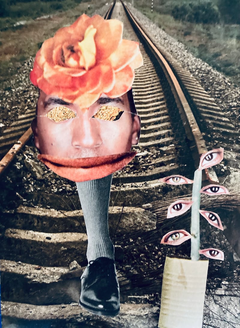 LEFT: Gene Genie (2023) 13 cm x 18 cm ~ CENTRE: I Can Feel The Fear In The Western World (2023) 21 cm x 26 cm ~ RIGHT: Karma Coma (2023) 19 cm x 14 cm