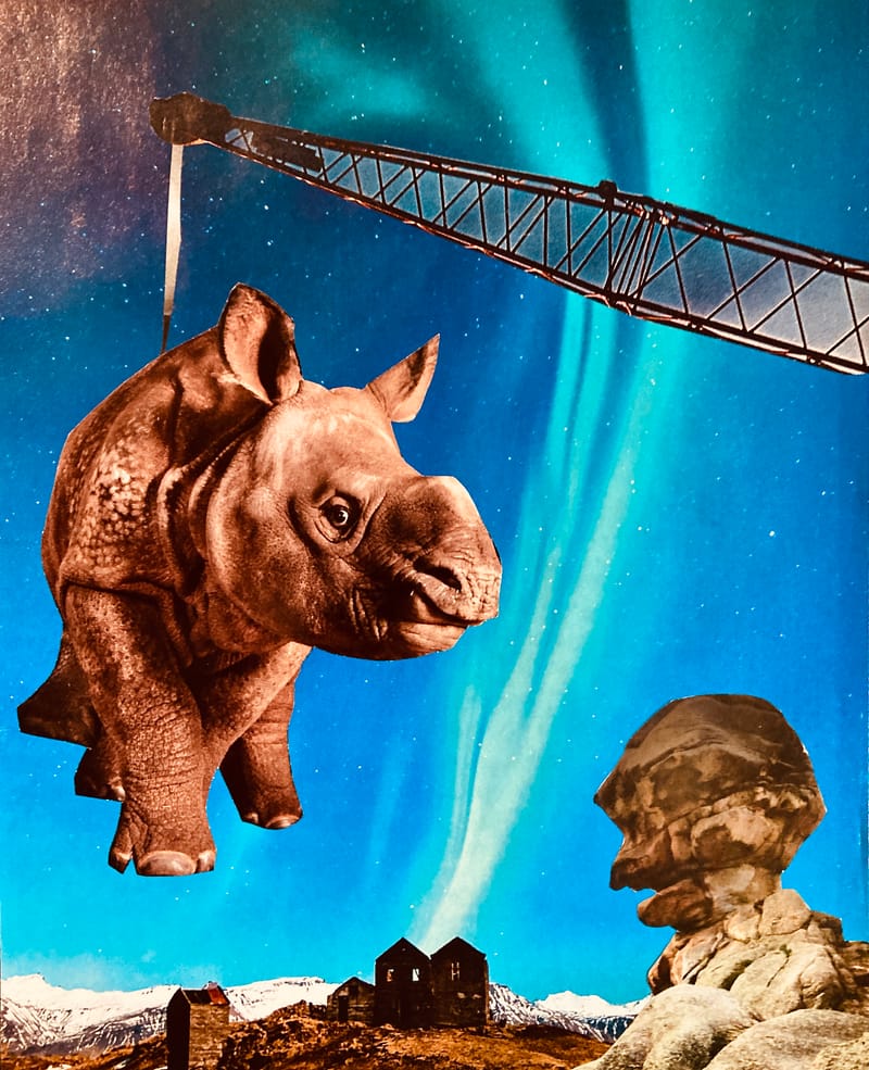 LEFT: Baby's On Fire (2023) 16 cm x 11 cm ~ CENTRE: That's Entertainment (2023) 20 cm x 25 cm ~ RIGHT: Still Life/The Eyes Have It (2023) 15 cm x 10 cm