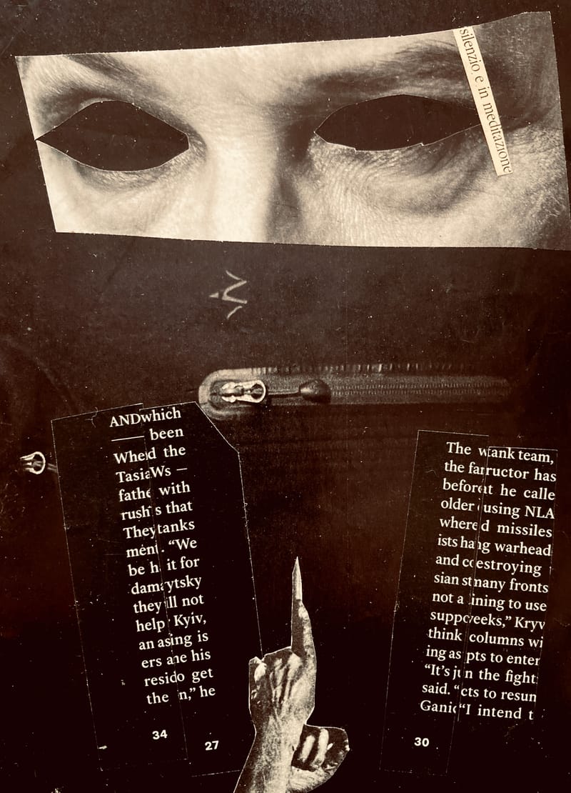 LEFT: Don't Be Shy (2023) 18 cm x 12 cm ~ CENTRE: Silenzio e in Meditazions (2023) 12 cm x 18 cm ~ RIGHT: Sleepless in History (2023) 10 cm x 14 cm