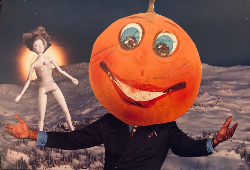 LEFT: Darmok & Jalad at Tanagra With Arms Open (2024) 12.5 cm x 9 cm ~ CENTRE: Ship of Fools (2024) 18 cm x 13 cm ~ RIGHT: Postacrd from the Edge (2024) 17 cm x 12 cm