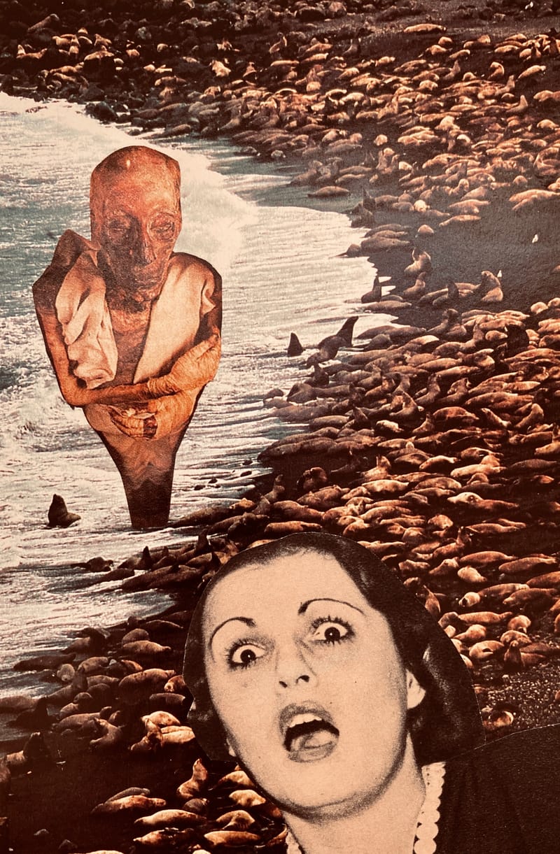 LEFT: Anubis On The Beach (2024) 10 cm x 15 cm ~ CENTRE: Pale Fire (2024) 10 cm x 15 cm ~ RIGHT: Shadow On The Steppe (2024) 10 cm x 15 cm