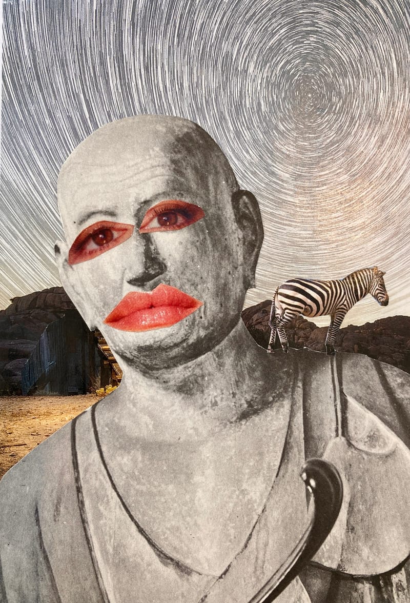 LEFT: Anubis On The Beach (2024) 10 cm x 15 cm ~ CENTRE: Pale Fire (2024) 10 cm x 15 cm ~ RIGHT: Shadow On The Steppe (2024) 10 cm x 15 cm